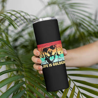 Golden Retriever Dog Skinny Tumbler Life is Golden Retro Vintage - Wonder Print Shop