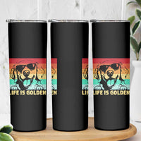 Golden Retriever Dog Skinny Tumbler Life is Golden Retro Vintage - Wonder Print Shop