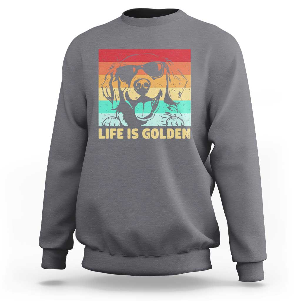 Golden Retriever Dog Sweatshirt Life is Golden Retro Vintage - Wonder Print Shop
