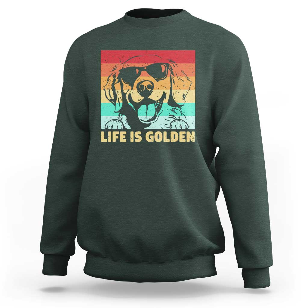 Golden Retriever Dog Sweatshirt Life is Golden Retro Vintage - Wonder Print Shop
