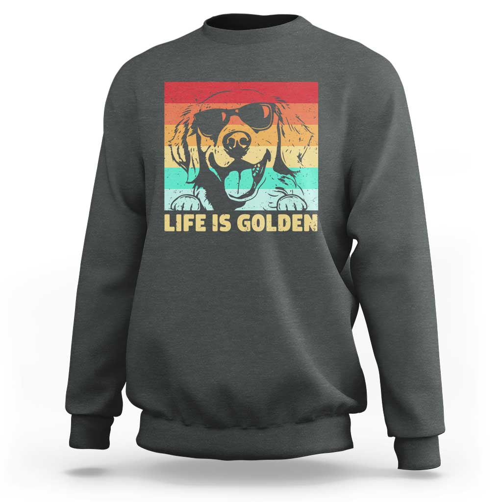 Golden Retriever Dog Sweatshirt Life is Golden Retro Vintage - Wonder Print Shop