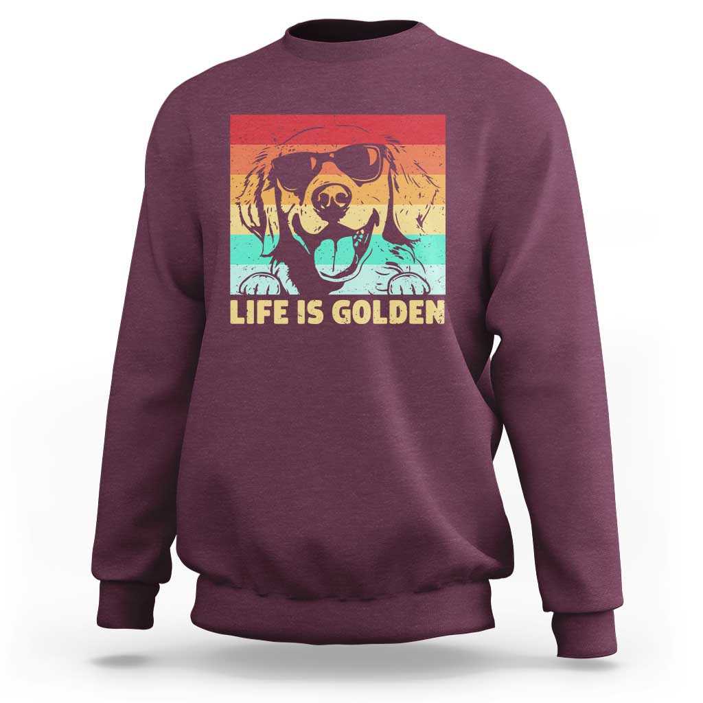 Golden Retriever Dog Sweatshirt Life is Golden Retro Vintage - Wonder Print Shop