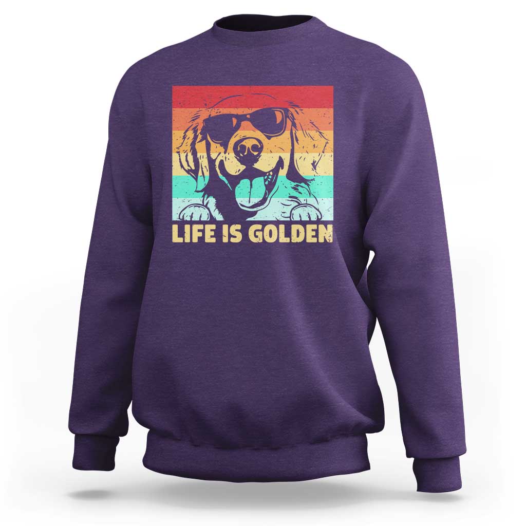 Golden Retriever Dog Sweatshirt Life is Golden Retro Vintage - Wonder Print Shop