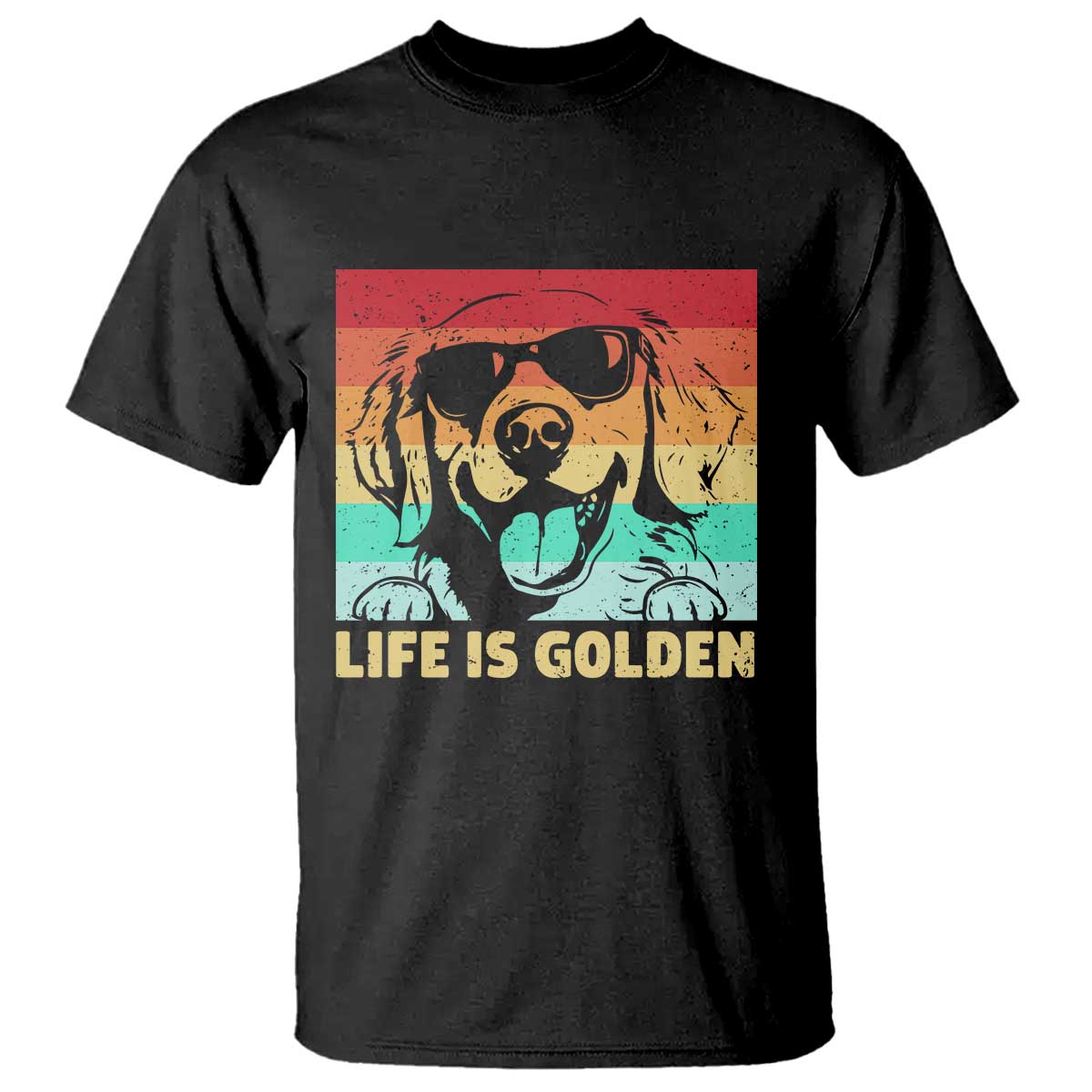 Golden Retriever Dog T Shirt Life is Golden Retro Vintage - Wonder Print Shop