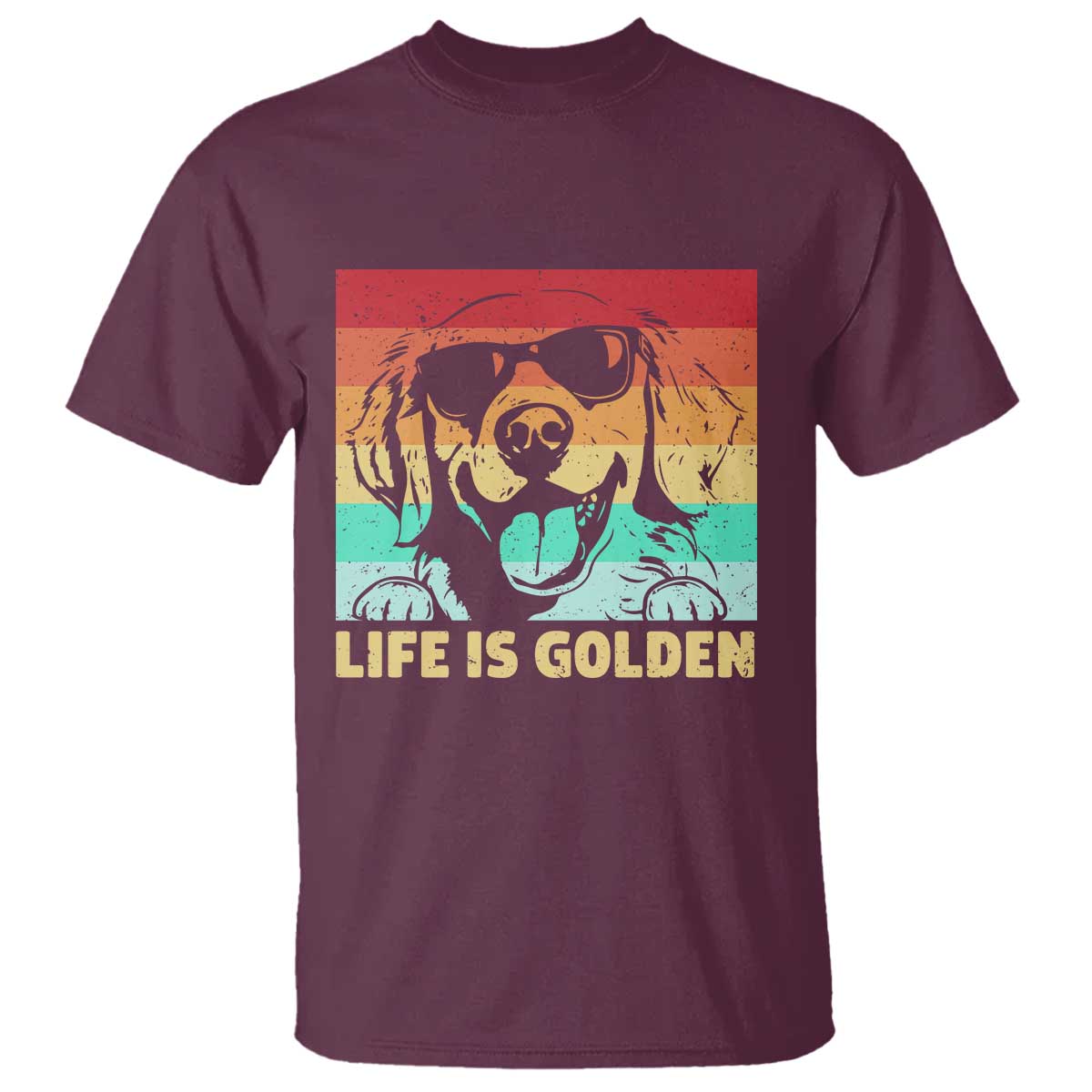 Golden Retriever Dog T Shirt Life is Golden Retro Vintage - Wonder Print Shop