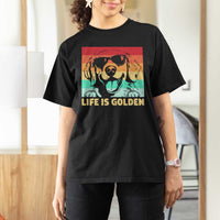 Golden Retriever Dog T Shirt For Women Life is Golden Retro Vintage - Wonder Print Shop