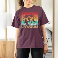 Golden Retriever Dog T Shirt For Women Life is Golden Retro Vintage - Wonder Print Shop