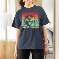 Golden Retriever Dog T Shirt For Women Life is Golden Retro Vintage - Wonder Print Shop