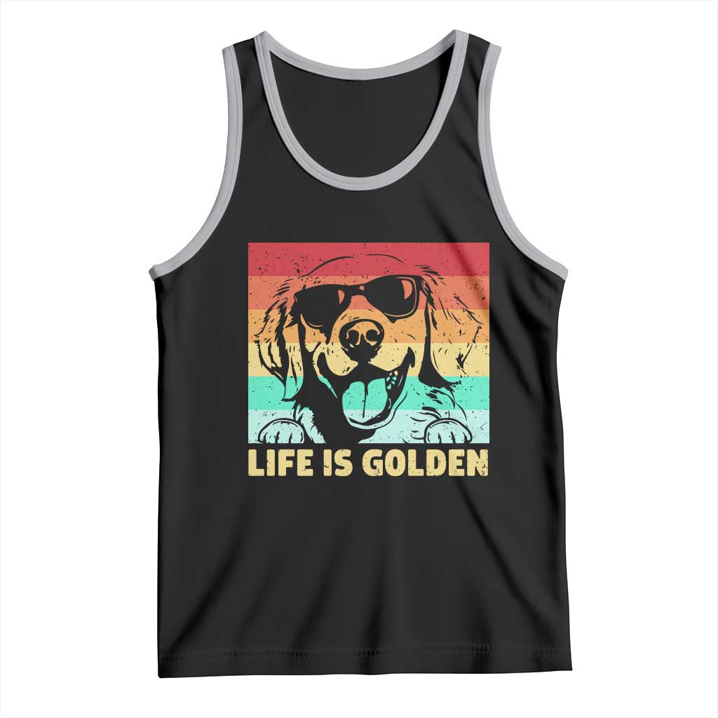 Golden Retriever Dog Tank Top Life is Golden Retro Vintage - Wonder Print Shop