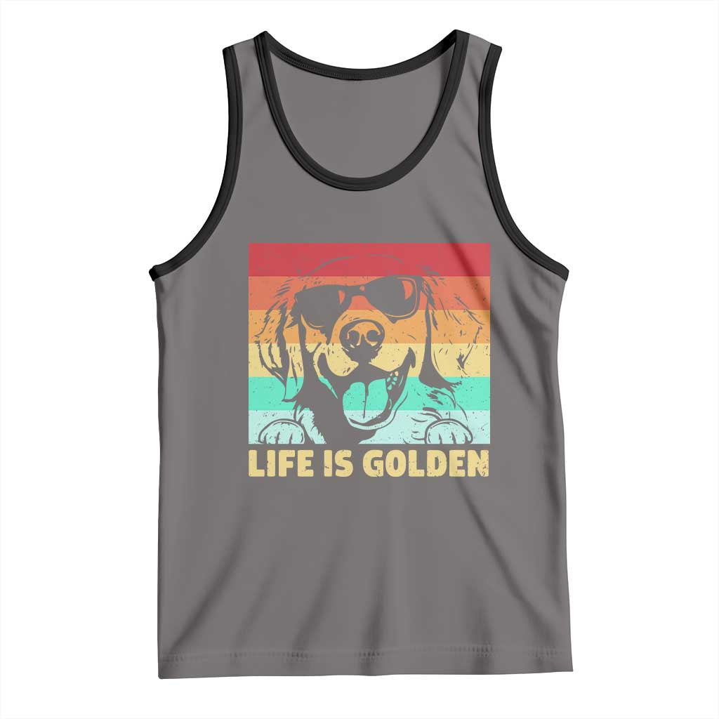 Golden Retriever Dog Tank Top Life is Golden Retro Vintage - Wonder Print Shop