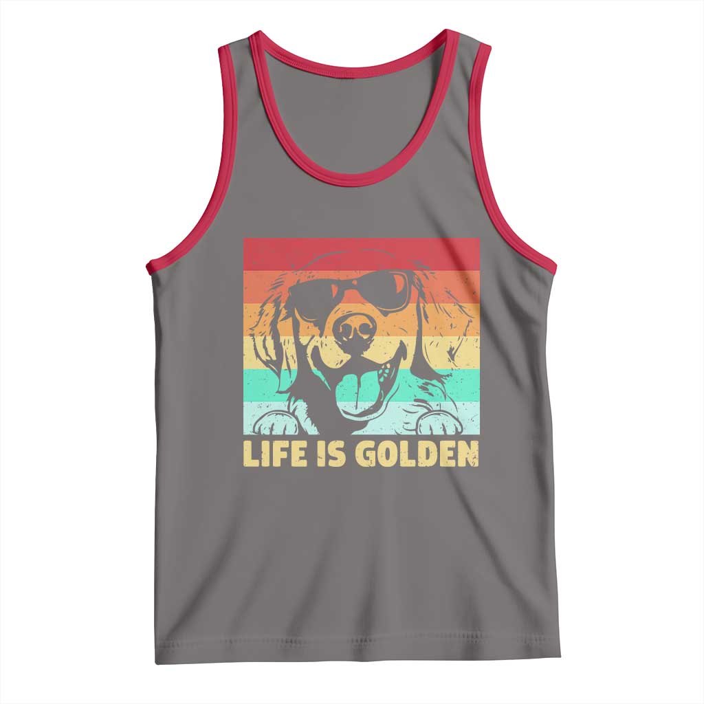 Golden Retriever Dog Tank Top Life is Golden Retro Vintage - Wonder Print Shop
