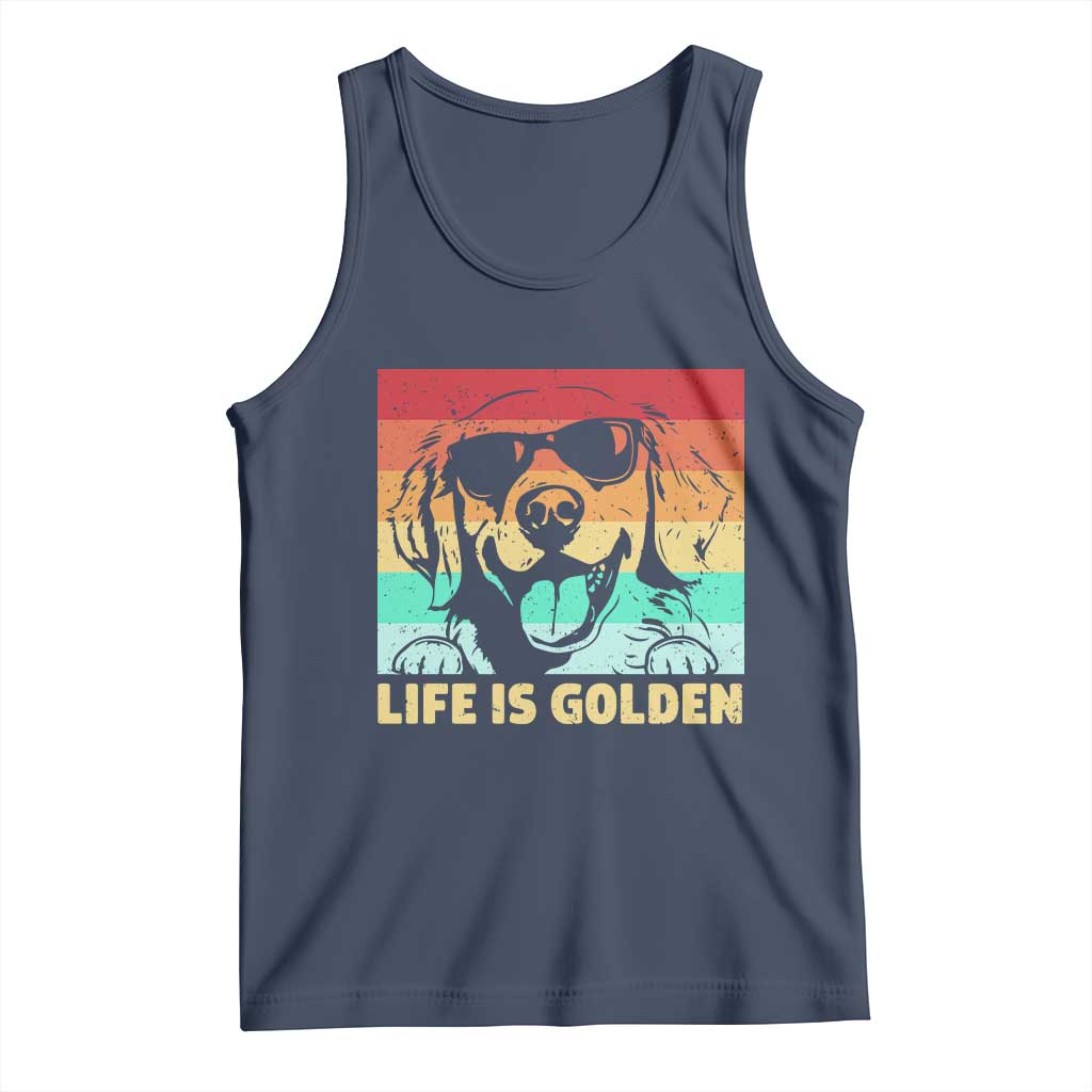 Golden Retriever Dog Tank Top Life is Golden Retro Vintage - Wonder Print Shop