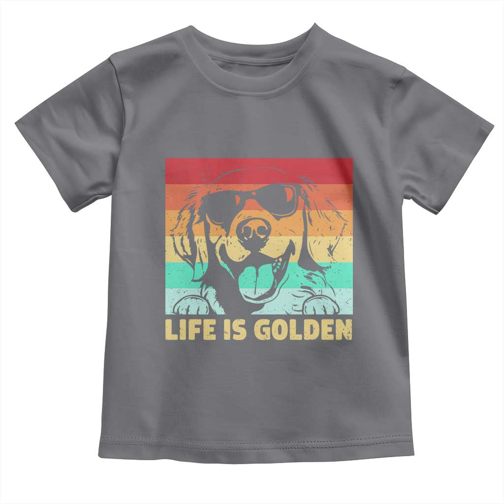 Golden Retriever Dog Toddler T Shirt Life is Golden Retro Vintage - Wonder Print Shop