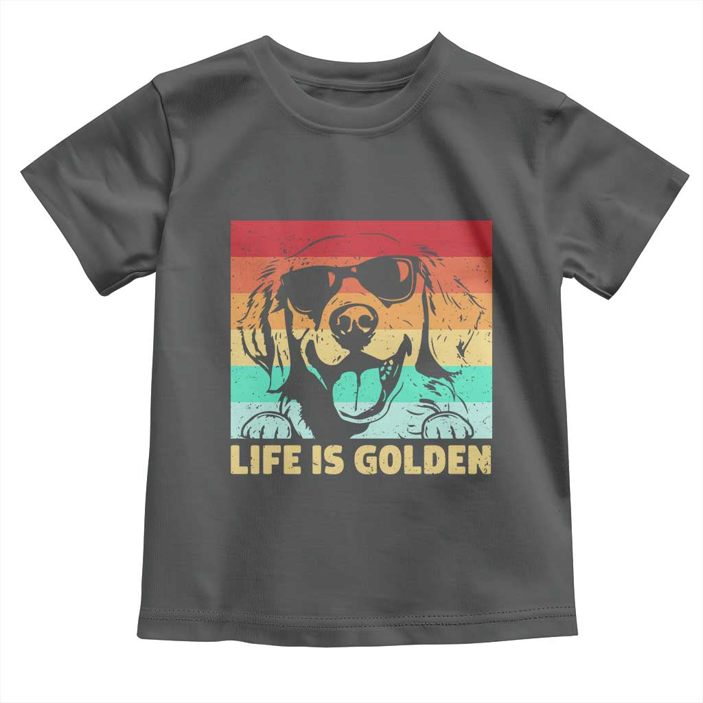 Golden Retriever Dog Toddler T Shirt Life is Golden Retro Vintage - Wonder Print Shop