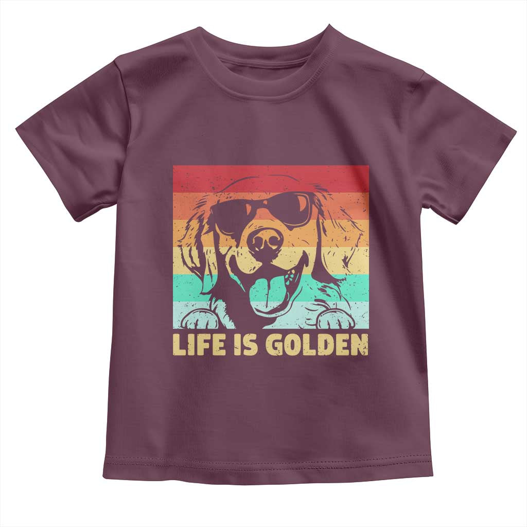 Golden Retriever Dog Toddler T Shirt Life is Golden Retro Vintage - Wonder Print Shop