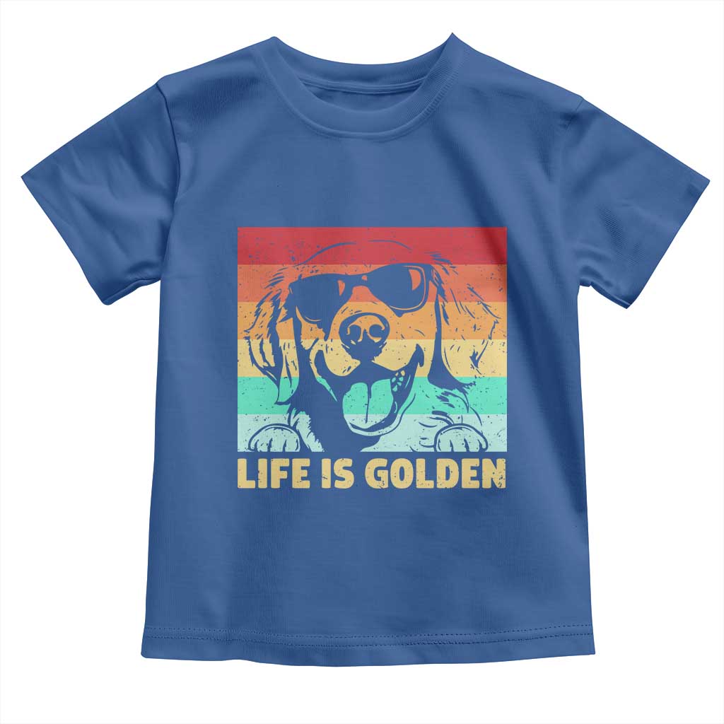 Golden Retriever Dog Toddler T Shirt Life is Golden Retro Vintage - Wonder Print Shop