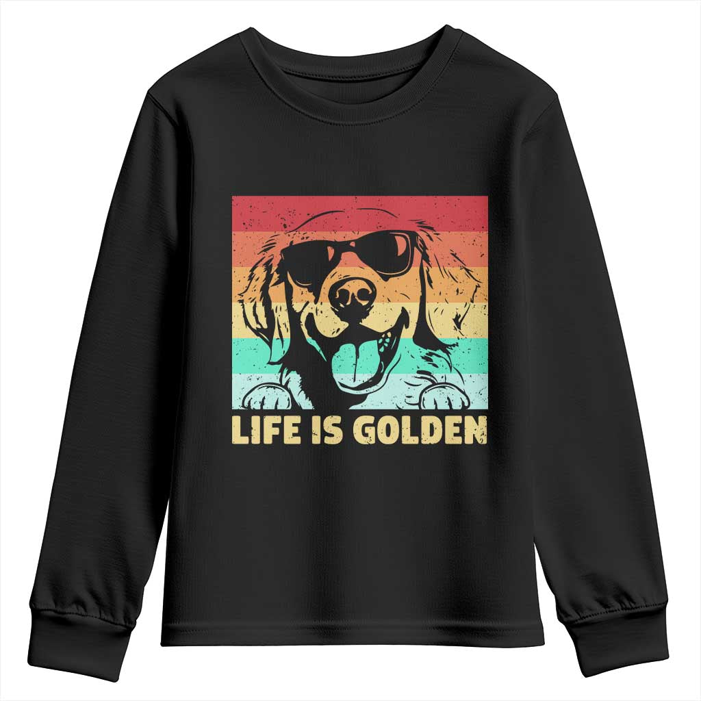 Golden Retriever Dog Youth Sweatshirt Life is Golden Retro Vintage - Wonder Print Shop