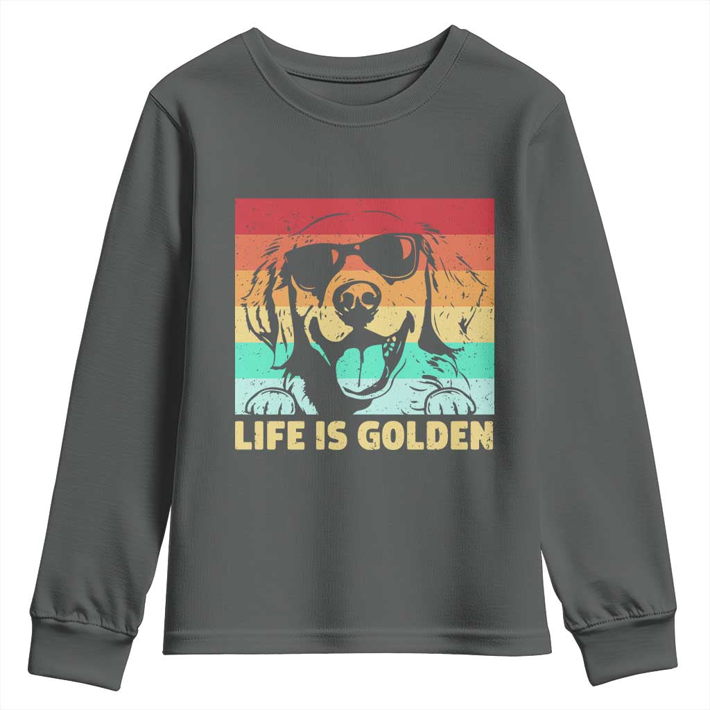 Golden Retriever Dog Youth Sweatshirt Life is Golden Retro Vintage - Wonder Print Shop