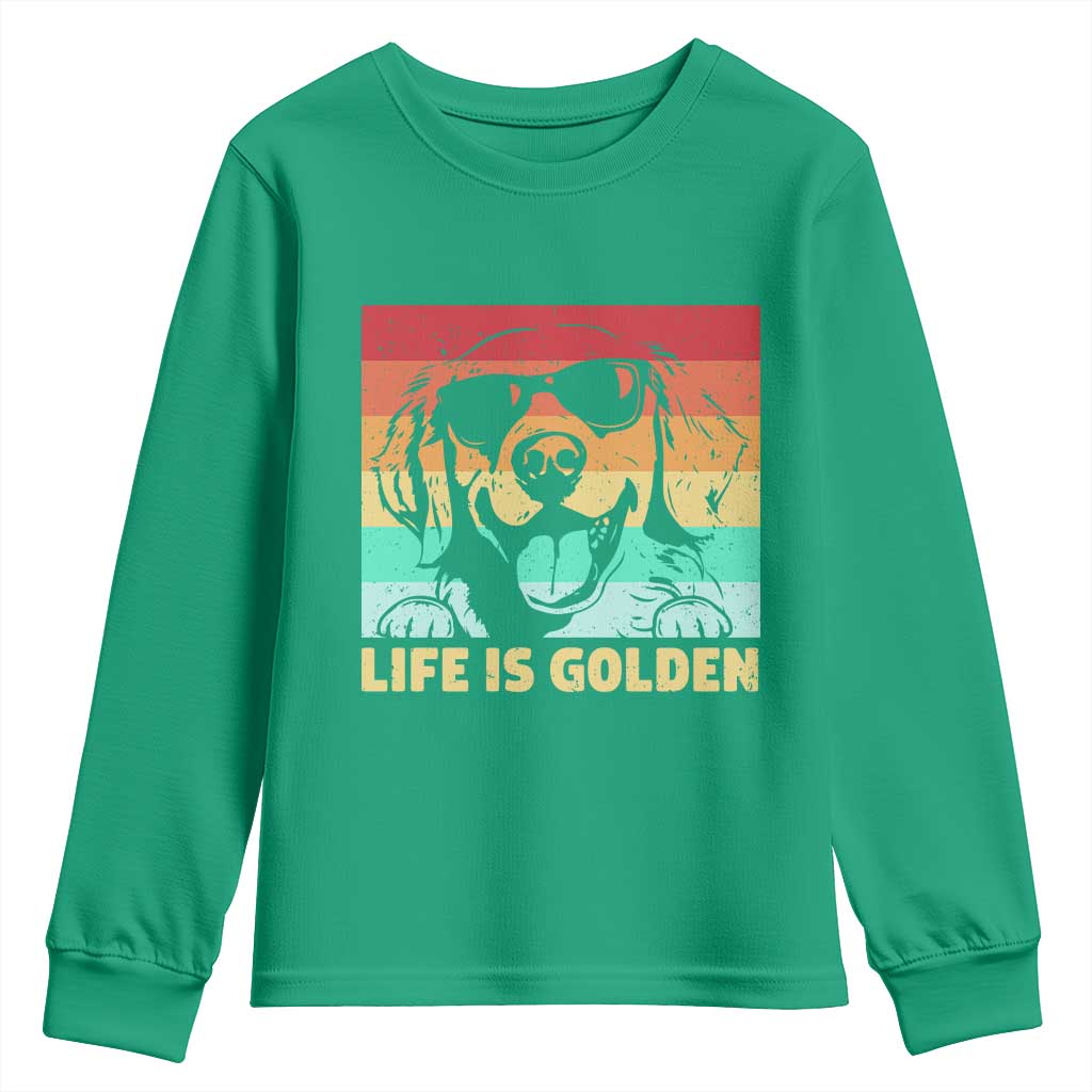 Golden Retriever Dog Youth Sweatshirt Life is Golden Retro Vintage - Wonder Print Shop