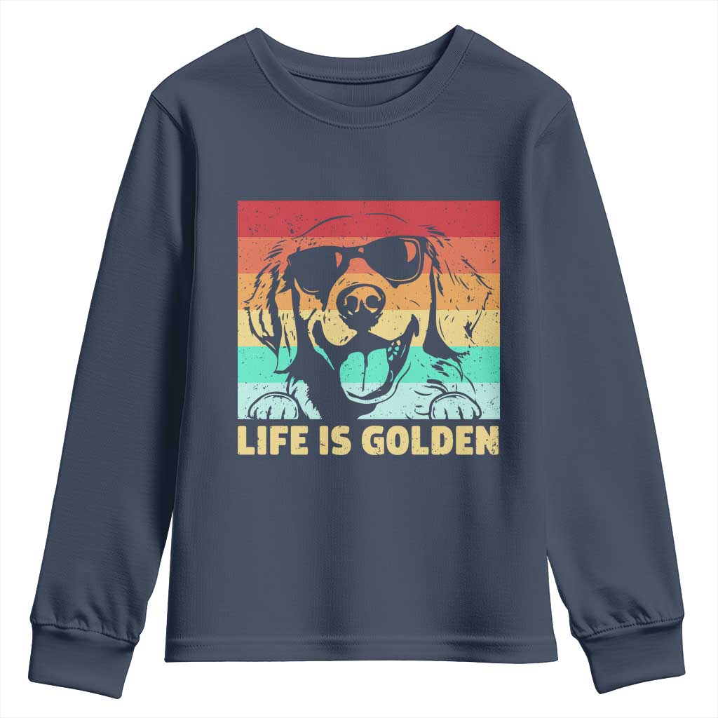 Golden Retriever Dog Youth Sweatshirt Life is Golden Retro Vintage - Wonder Print Shop