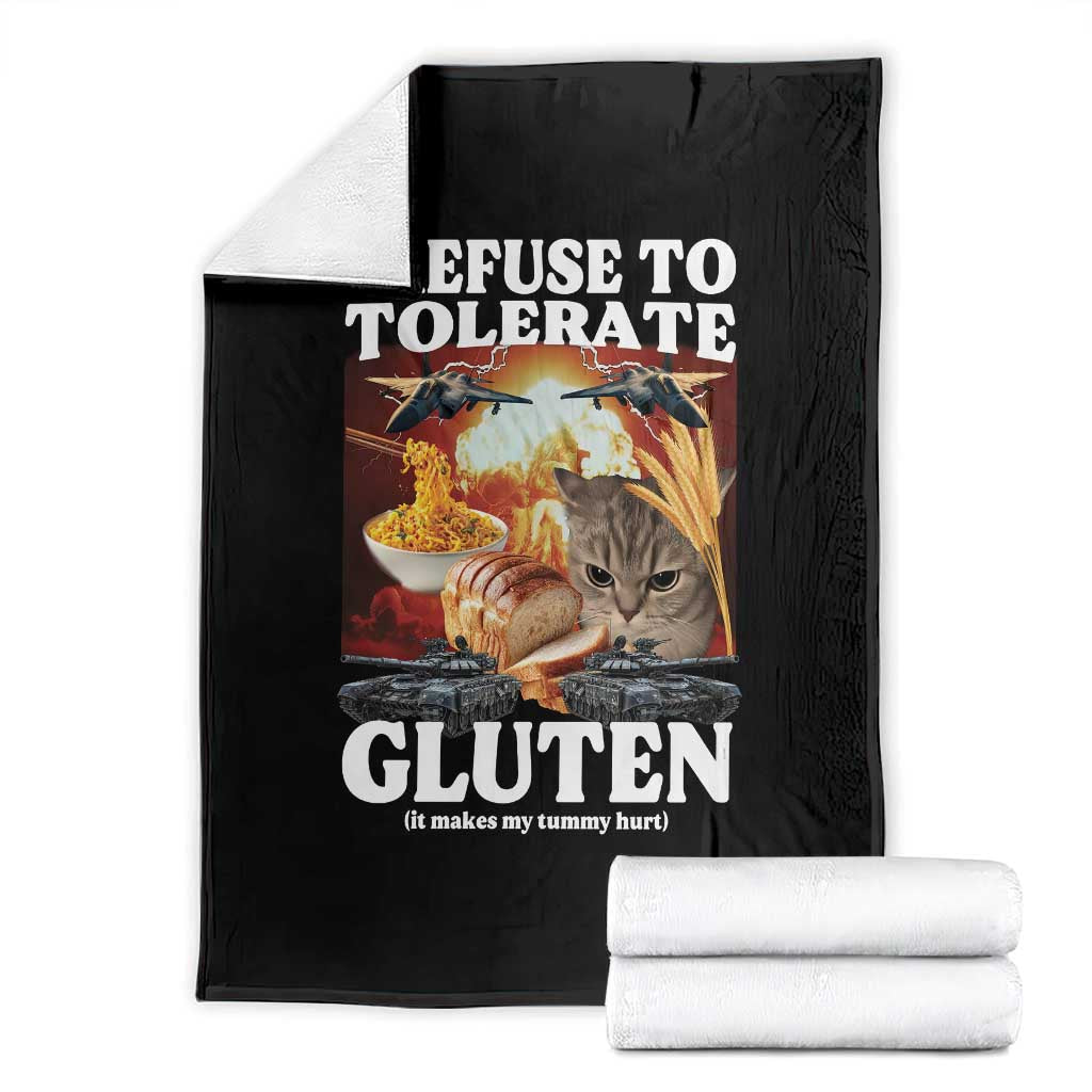 Gluten Intolerance Cat Meme Throw Blanket I Refuse To Tolerate Gluten