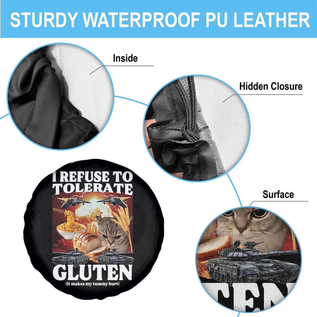 Gluten Intolerance Cat Meme Spare Tire Cover I Refuse To Tolerate Gluten