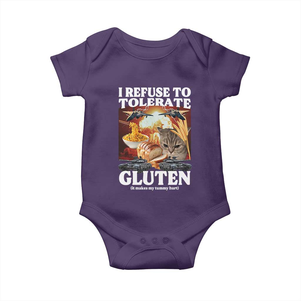 Gluten Intolerance Cat Meme Baby Onesie I Refuse To Tolerate Gluten