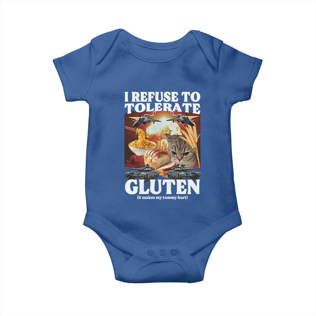 Gluten Intolerance Cat Meme Baby Onesie I Refuse To Tolerate Gluten