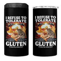 Gluten Intolerance Cat Meme 4 in 1 Can Cooler Tumbler I Refuse To Tolerate Gluten