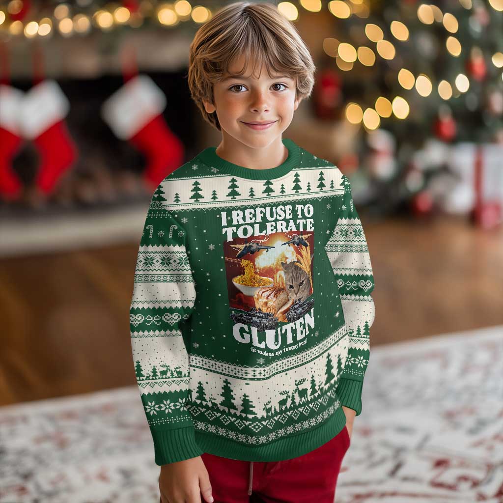 Gluten Intolerance Cat Meme Ugly Christmas Sweater I Refuse To Tolerate Gluten