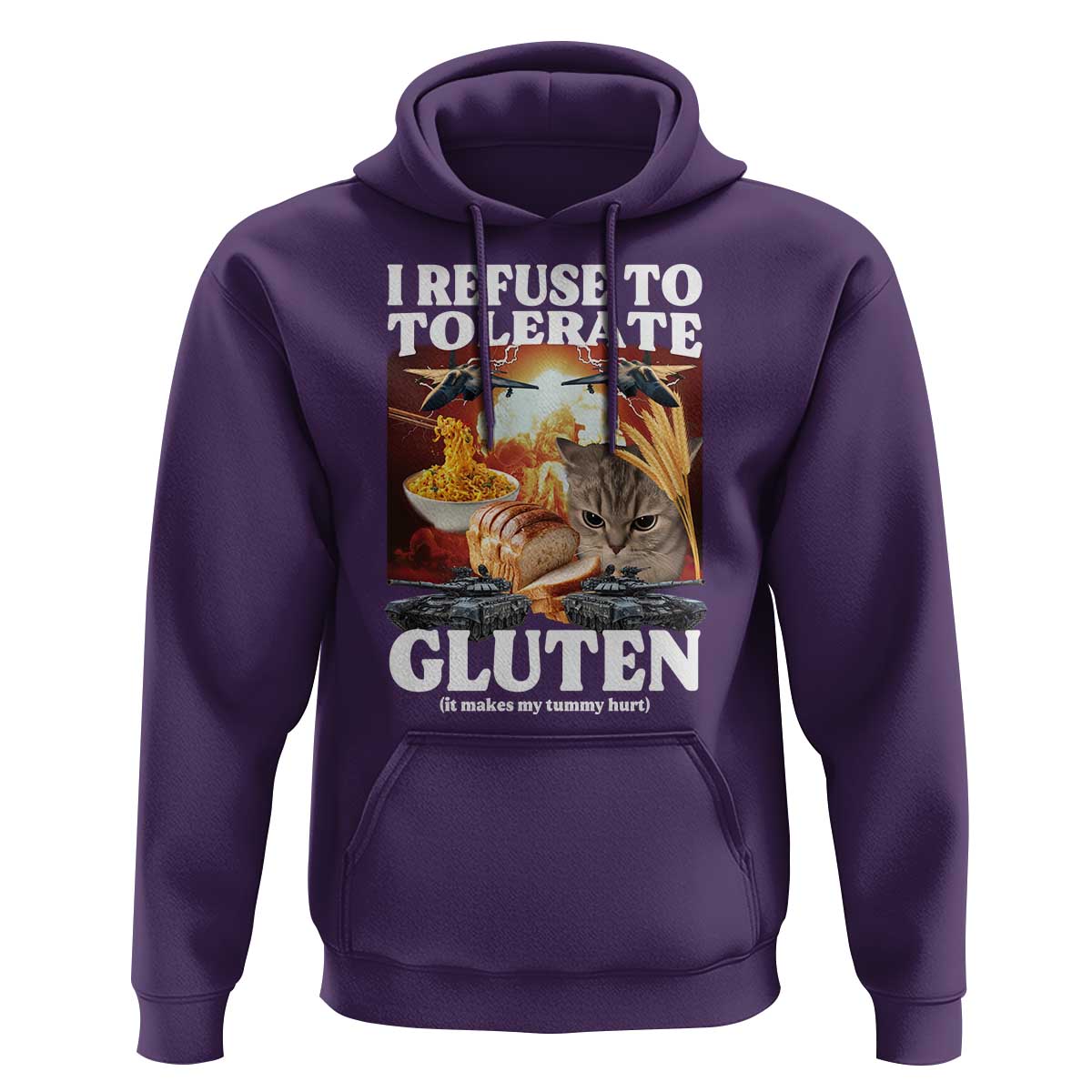Gluten Intolerance Cat Meme Hoodie I Refuse To Tolerate Gluten