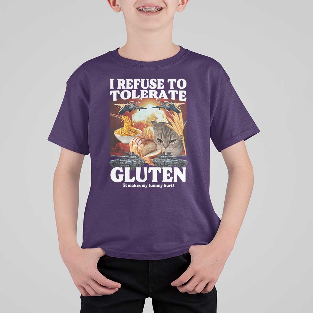 Gluten Intolerance Cat Meme T Shirt For Kid I Refuse To Tolerate Gluten