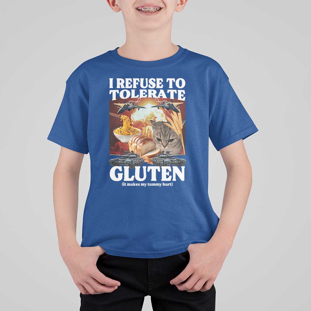 Gluten Intolerance Cat Meme T Shirt For Kid I Refuse To Tolerate Gluten