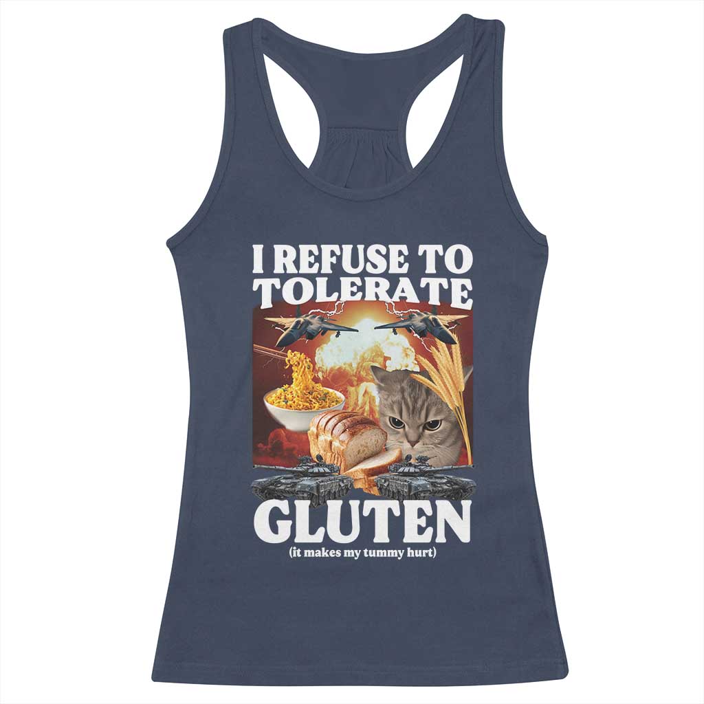 Gluten Intolerance Cat Meme Racerback Tank Top I Refuse To Tolerate Gluten