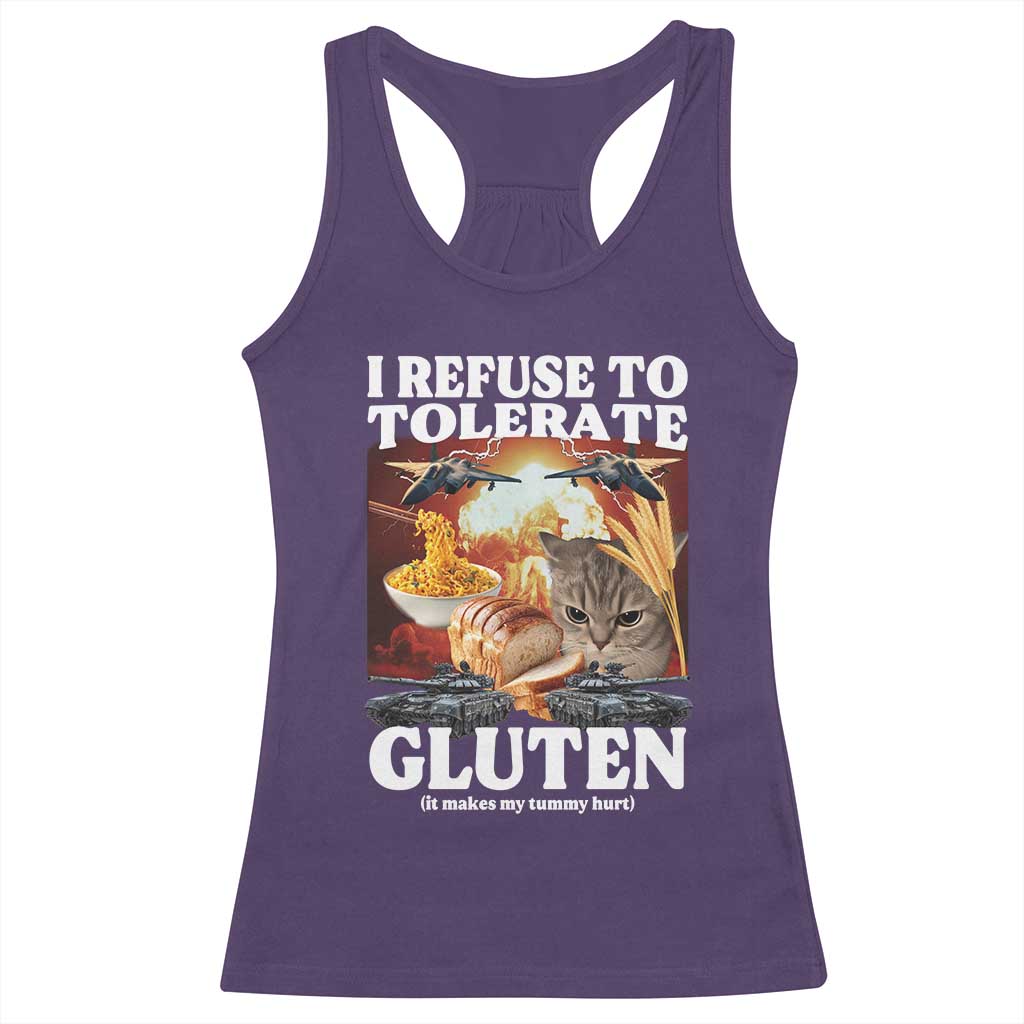 Gluten Intolerance Cat Meme Racerback Tank Top I Refuse To Tolerate Gluten