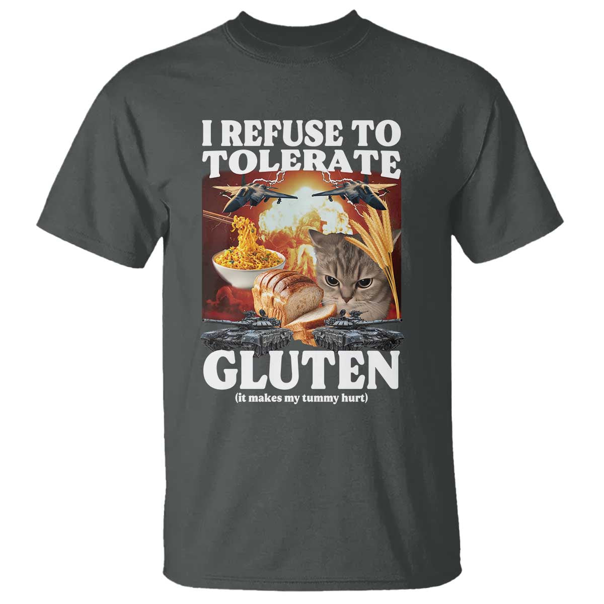 Gluten Intolerance Cat Meme T Shirt I Refuse To Tolerate Gluten