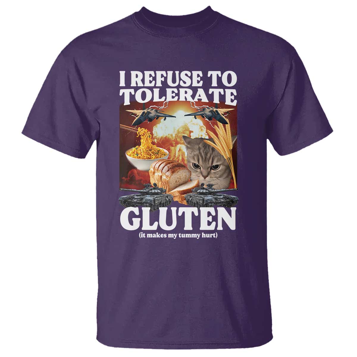 Gluten Intolerance Cat Meme T Shirt I Refuse To Tolerate Gluten