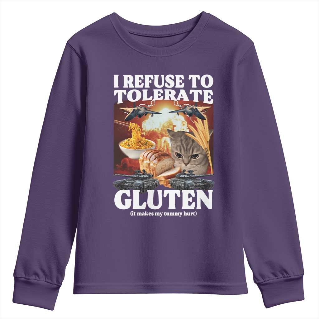 Gluten Intolerance Cat Meme Youth Sweatshirt I Refuse To Tolerate Gluten