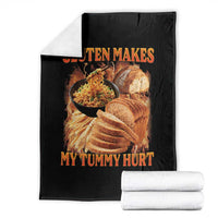 Funny Gluten Free Throw Blanket Gluten Makes My Tummy Hurt Vintage Bootleg Graphic