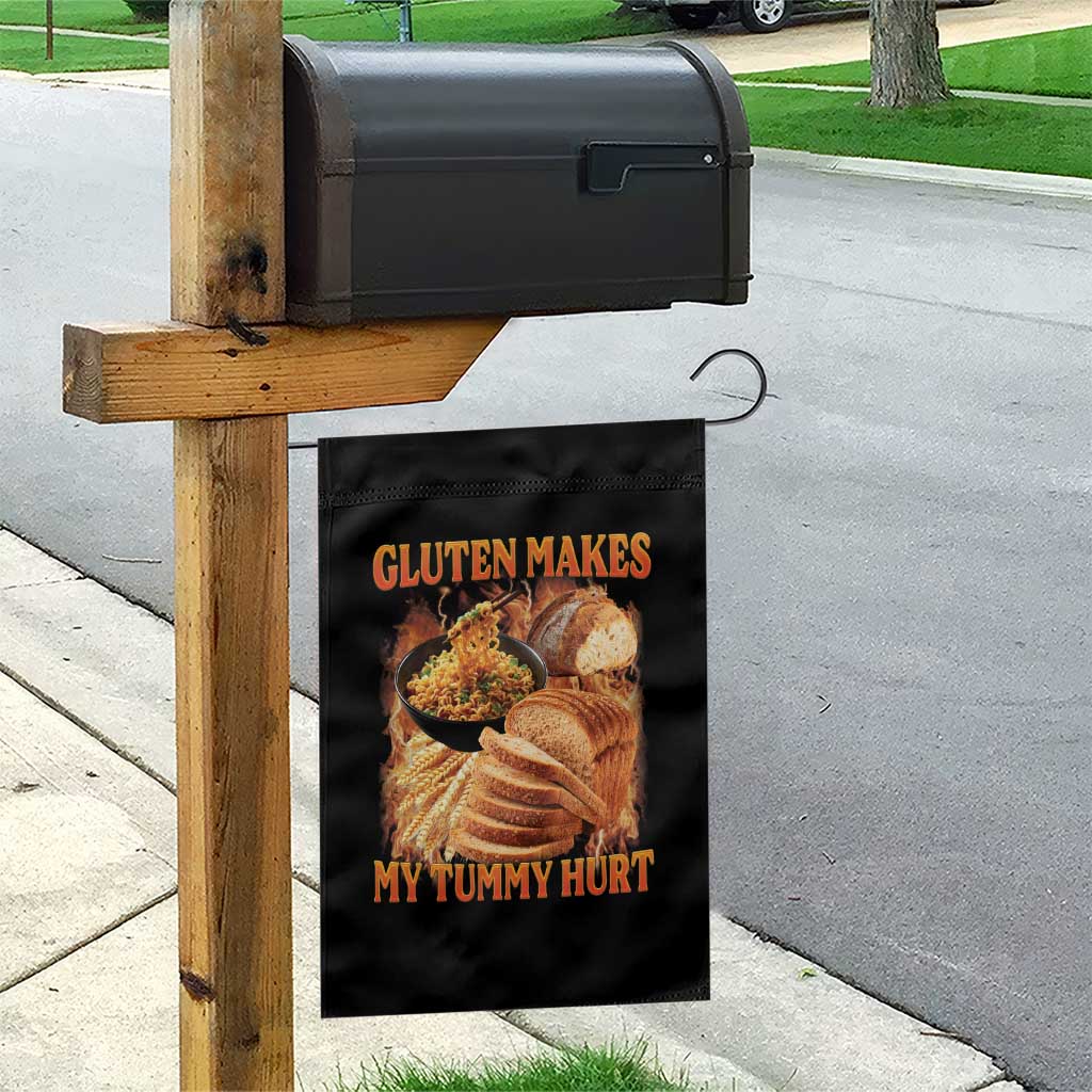 Funny Gluten Free Garden Flag Gluten Makes My Tummy Hurt Vintage Bootleg Graphic