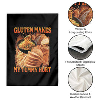 Funny Gluten Free Garden Flag Gluten Makes My Tummy Hurt Vintage Bootleg Graphic