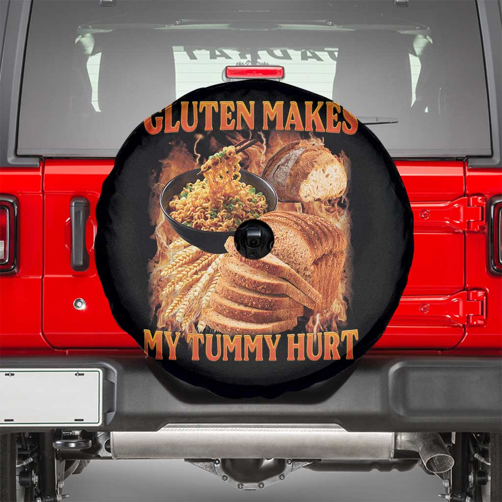 Funny Gluten Free Spare Tire Cover Gluten Makes My Tummy Hurt Vintage Bootleg Graphic