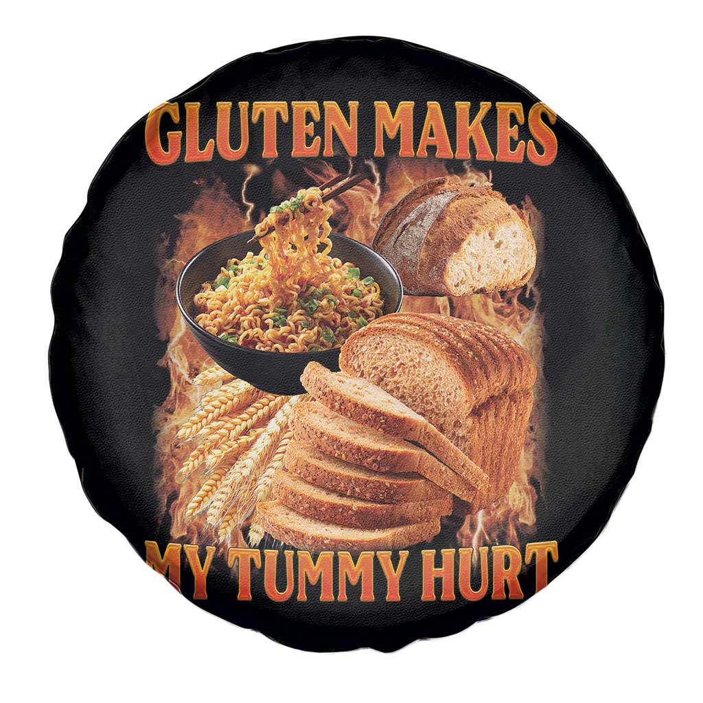 Funny Gluten Free Spare Tire Cover Gluten Makes My Tummy Hurt Vintage Bootleg Graphic