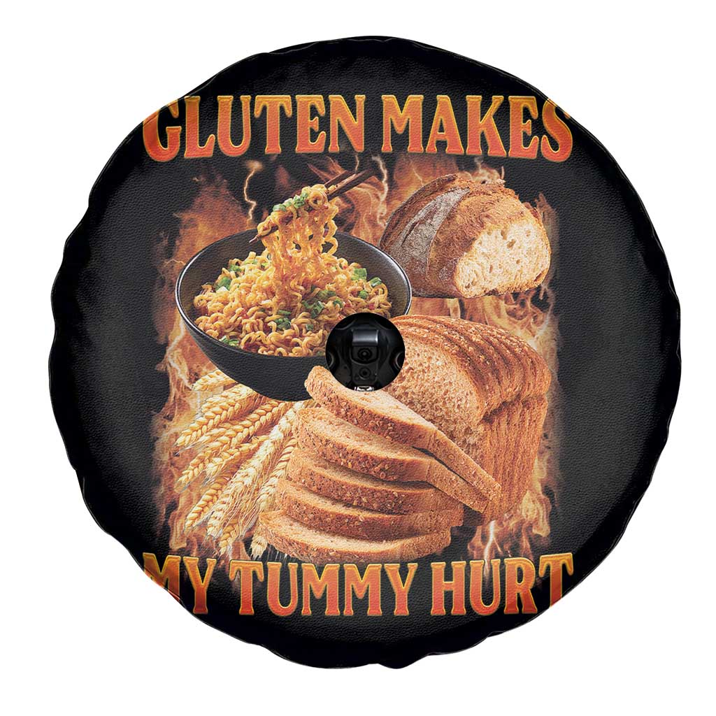 Funny Gluten Free Spare Tire Cover Gluten Makes My Tummy Hurt Vintage Bootleg Graphic