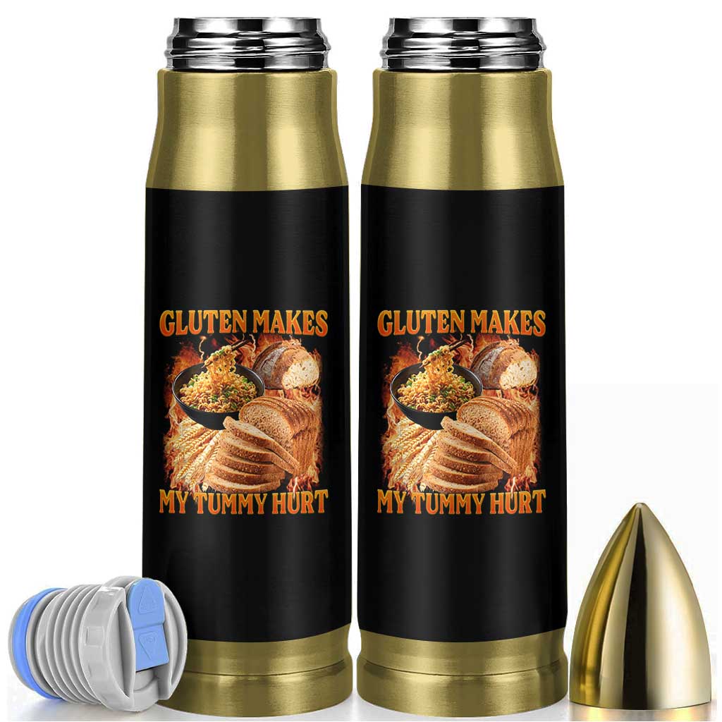 Funny Gluten Free Bullet Tumbler Gluten Makes My Tummy Hurt Vintage Bootleg Graphic