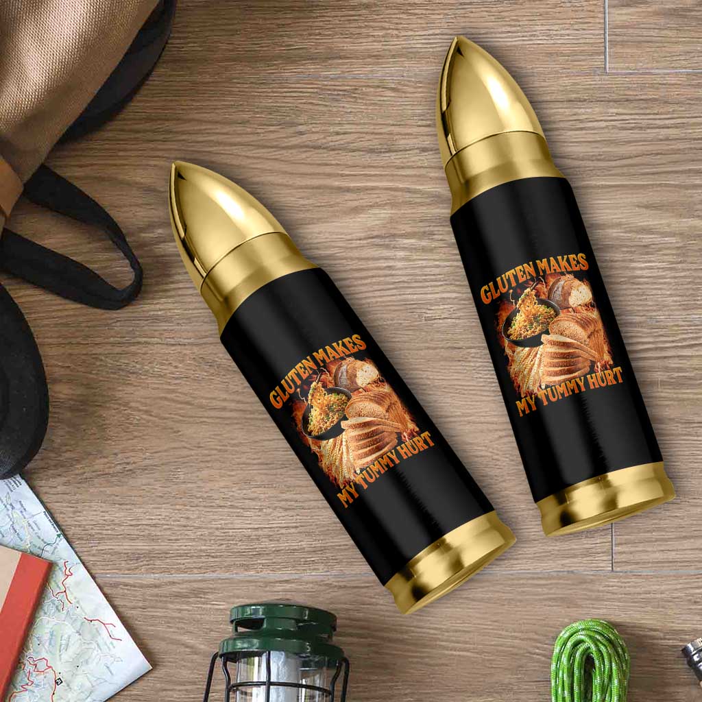 Funny Gluten Free Bullet Tumbler Gluten Makes My Tummy Hurt Vintage Bootleg Graphic