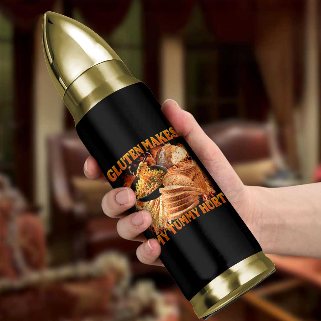 Funny Gluten Free Bullet Tumbler Gluten Makes My Tummy Hurt Vintage Bootleg Graphic