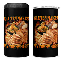 Funny Gluten Free 4 in 1 Can Cooler Tumbler Gluten Makes My Tummy Hurt Vintage Bootleg Graphic