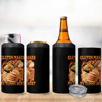 Funny Gluten Free 4 in 1 Can Cooler Tumbler Gluten Makes My Tummy Hurt Vintage Bootleg Graphic