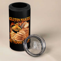 Funny Gluten Free 4 in 1 Can Cooler Tumbler Gluten Makes My Tummy Hurt Vintage Bootleg Graphic